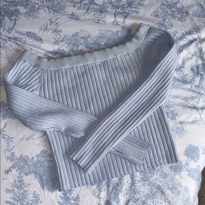 Aerie Light Blue Off-Shoulder Sweater